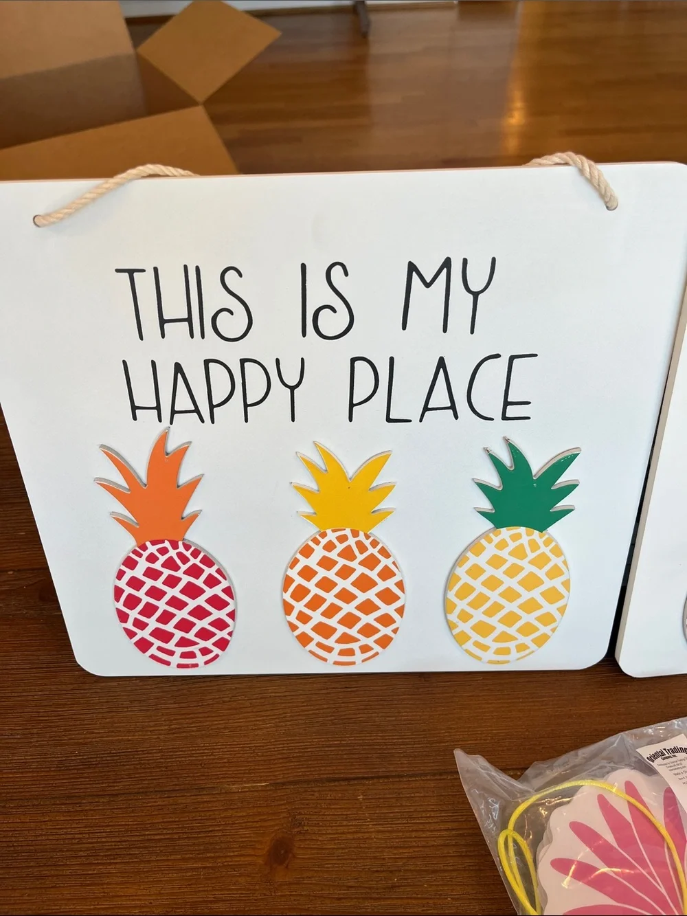NWT This Is My Happy Place Pineapple Wall Signs plus Banner